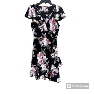 Xhilaration Black floral ruffle dress. Size: XS
